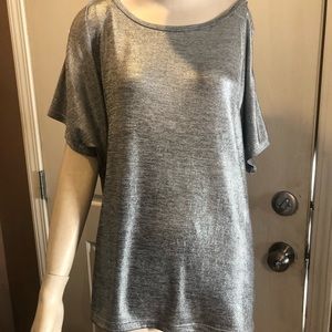 Forever 21 silver metallic cold shoulder shirt M